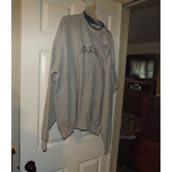 Vintage 90s Artisans Squirrels Fuzzy Tail Graphic Crewneck Sweatshirt L USA - Picture 2 of 6